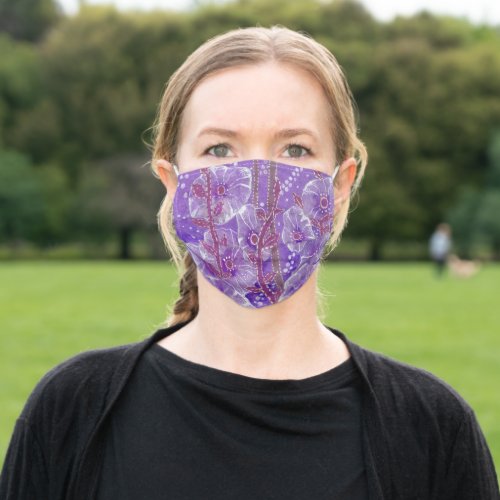 Purple Hollyhock Mallow Malva Flower Blooming Art Adult Cloth Face Mask
