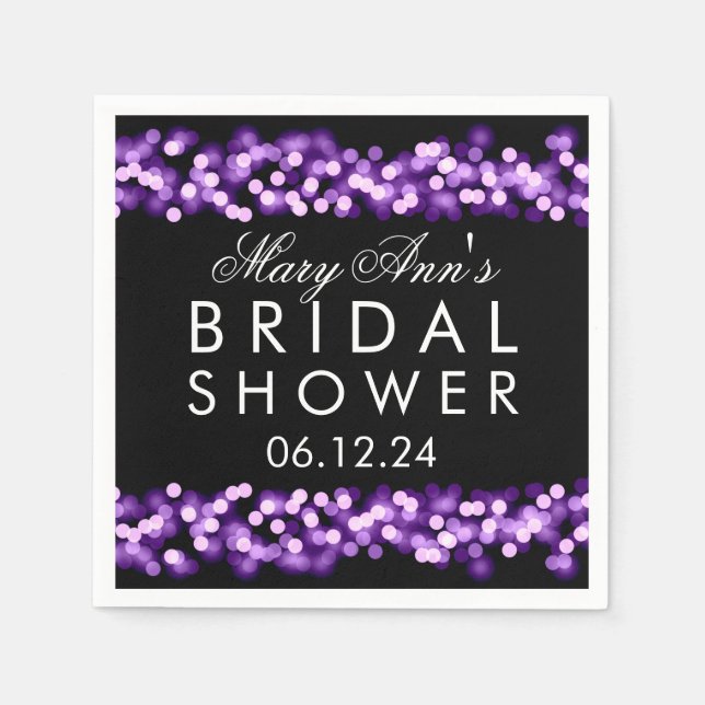 Purple Hollywood Glam Elegant Bridal Shower Favor Napkins (Front)