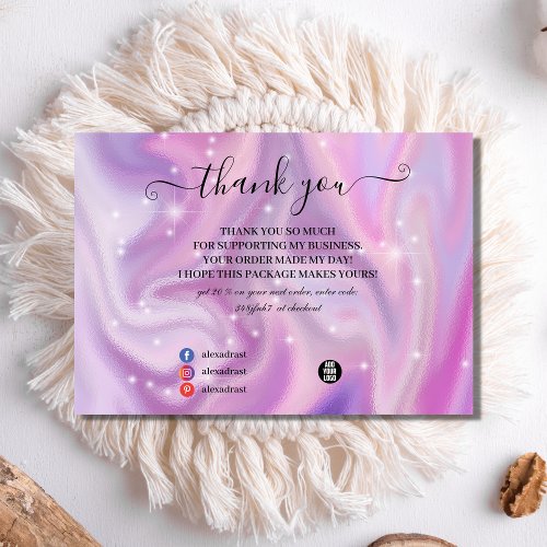 Purple Holographic Color Shift Business Thank You Card