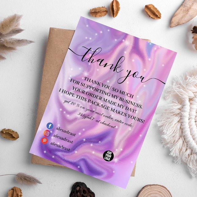 Purple Holographic Color Shift Business Thank You Card (Creator Uploaded)