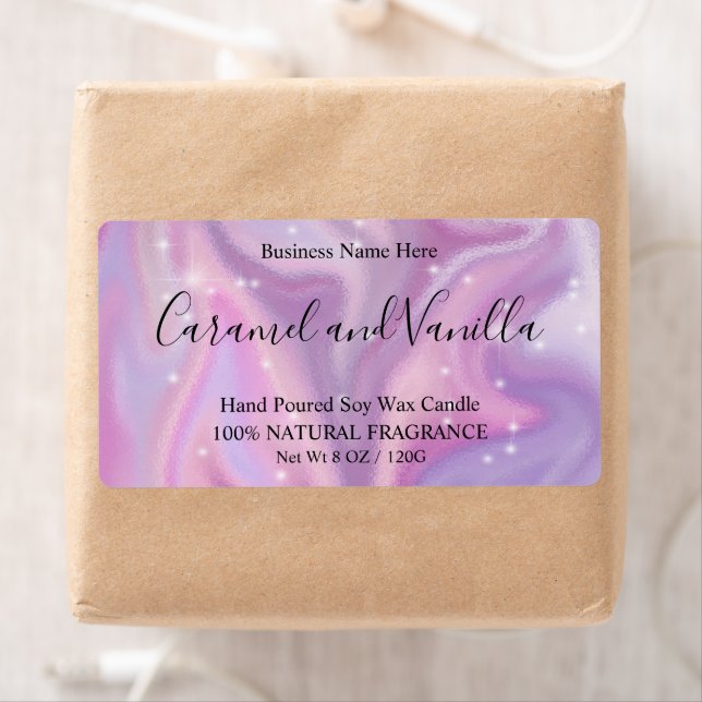 Purple Holographic Color Shift Candles Label (Insitu)