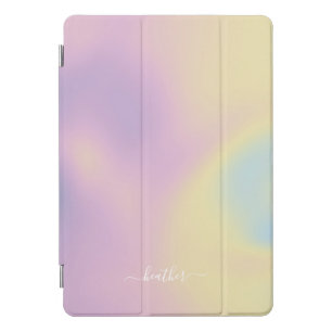 Purple Holographic Gradient Ombré Elegant Script iPad Pro Cover
