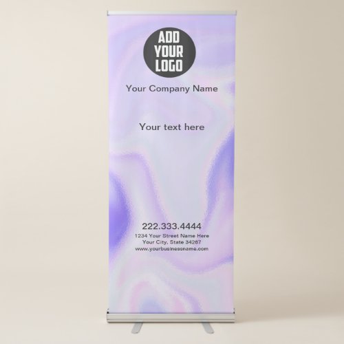 Purple holographic trade show logo business retrac retractable banner