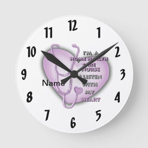 Purple Home Health Care Nurse custom name clock