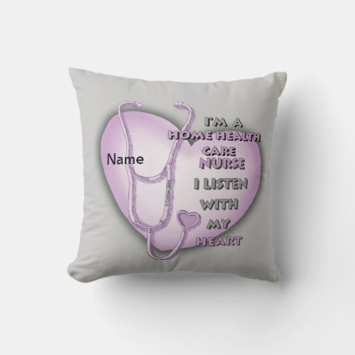 Purple Home Health Care Nurse custom name Throw Pillow