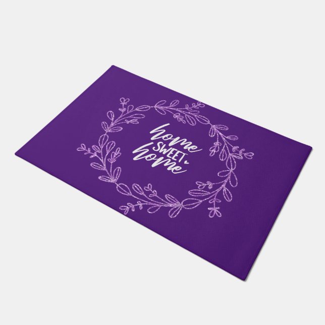 Purple Home Sweet Home Doormat (Angled)