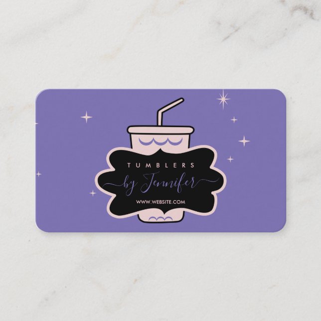Purple homemade mug tumbler Crafter  Business Card (Front)