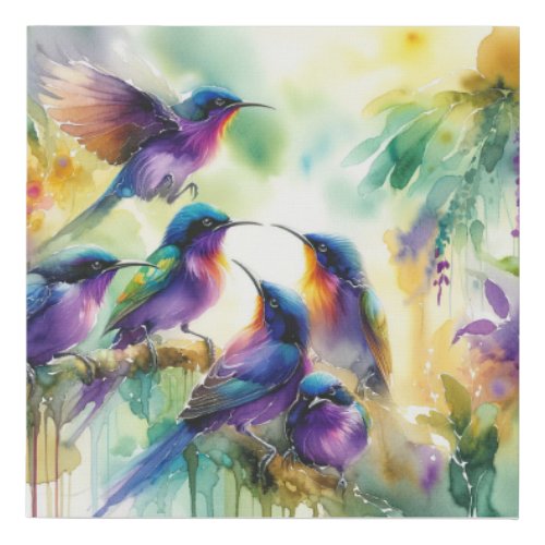 Purple Honeycreepers 050624AREF118 _ Watercolor Faux Canvas Print