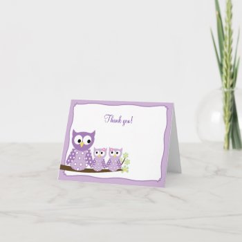 Purple Hoot Owls Folded Thank You Note Card by allpetscherished at Zazzle