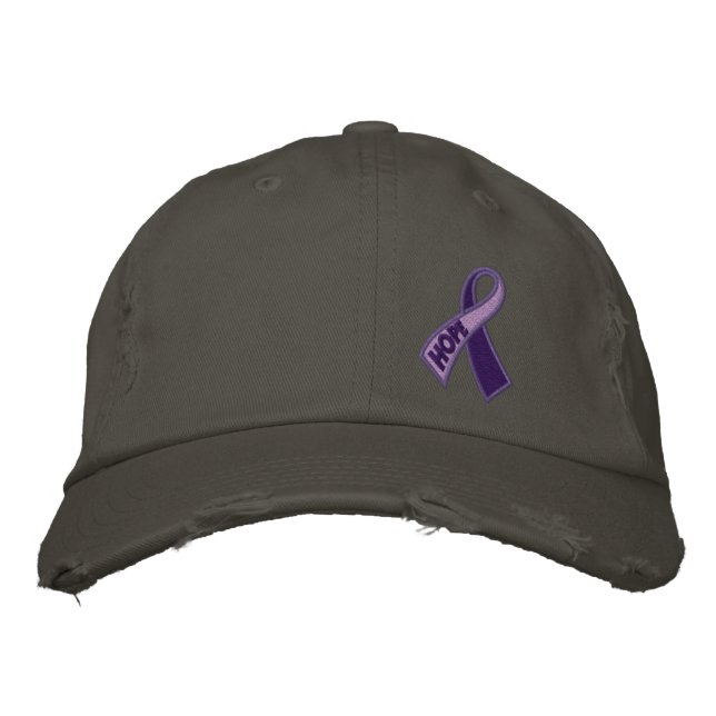 Purple Hope Spirit Day Ribbon Awareness Embroidered Baseball Hat (Front)