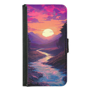 Purple Horizons Over River Valley  Samsung Galaxy S5 Wallet Case