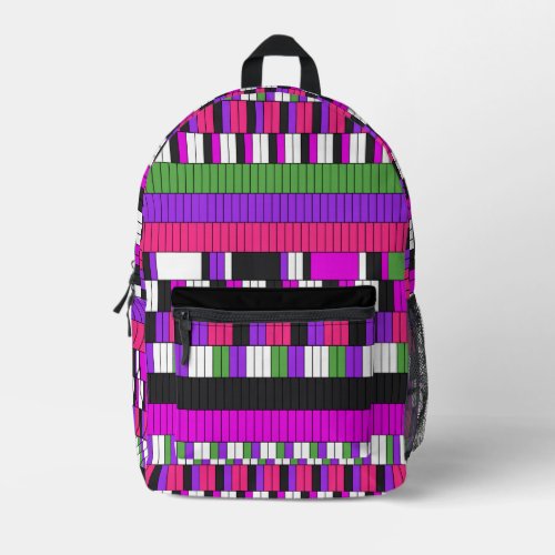 Purple Horizontal Pattern Printed Backpack