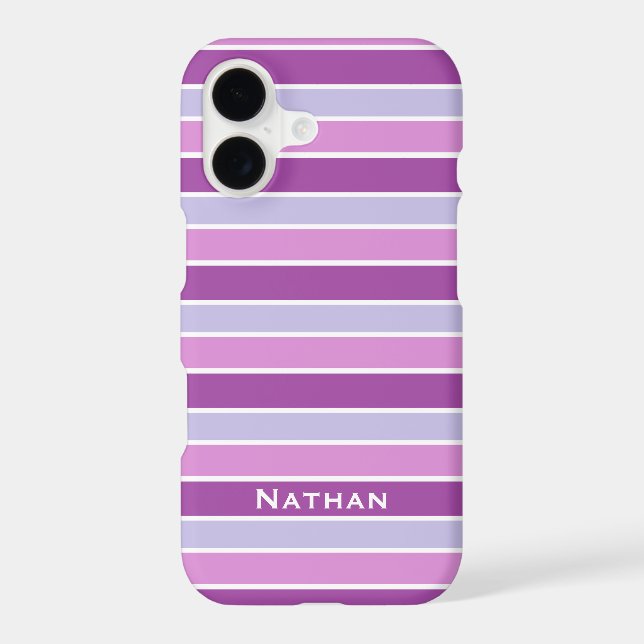 Purple Horizontal Striped Personalised Case-Mate iPhone Case (Back)