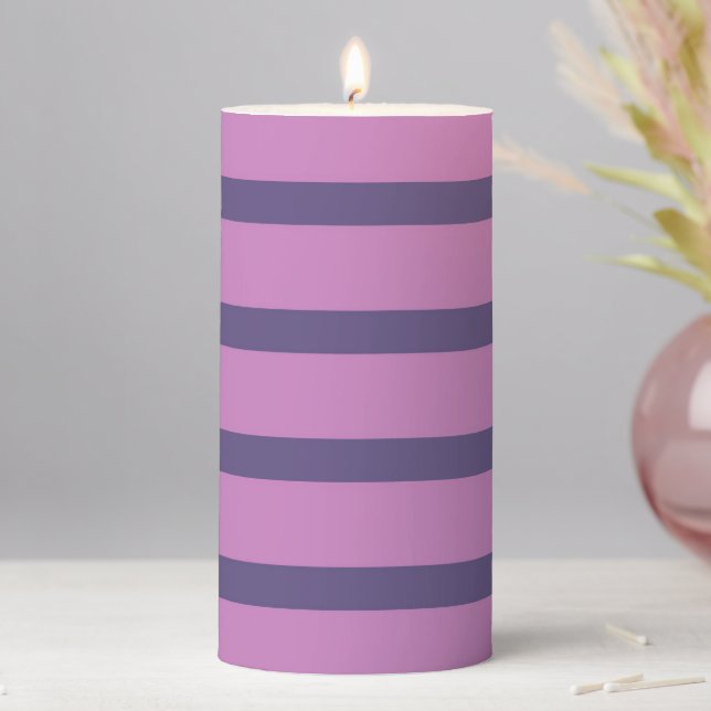 Purple Horizontal Striped Pillar Candle (In Situ)