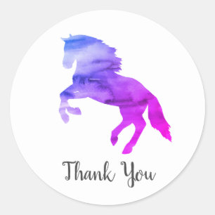 Purple Horse Barnyard Farm Party Thank You Classic Round Sticker
