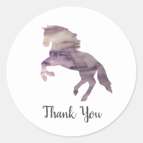 Purple Horse Barnyard Farm Party Thank You Classic Round Sticker