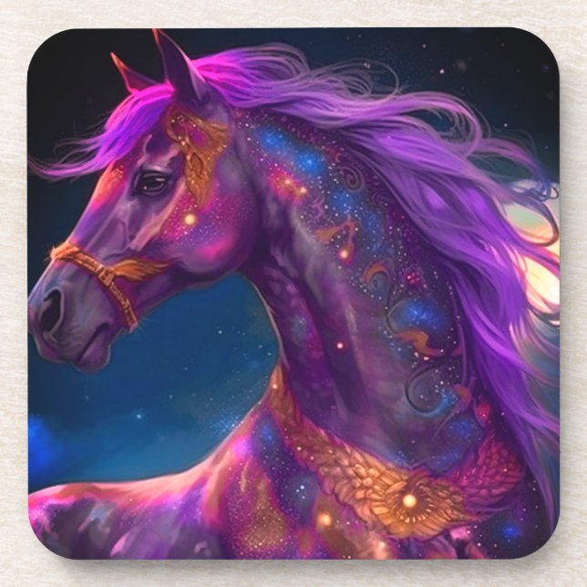 Purple Horse Beverage Coaster (Front)
