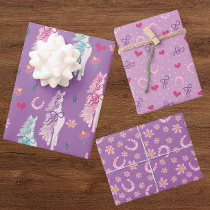 Purple Horse Bow Pattern Wrapping Sheets
