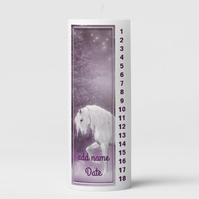 Purple Horse Countdown Birthday Candle (Front)