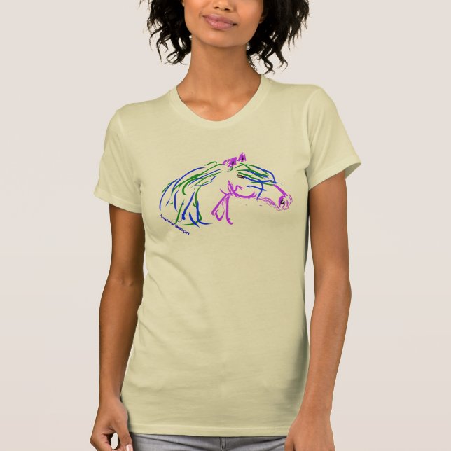 Purple horse gesture drawing on t-shirt by KOH (Front)