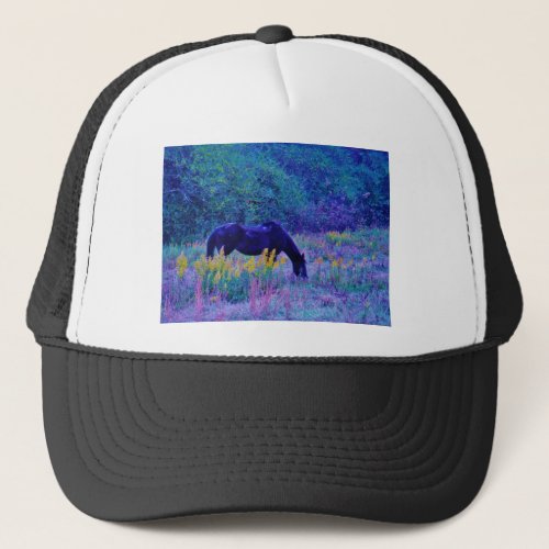 Purple Horse in Rainbow field Trucker Hat