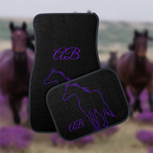 Purple Horse Monogram Car Floor Mat