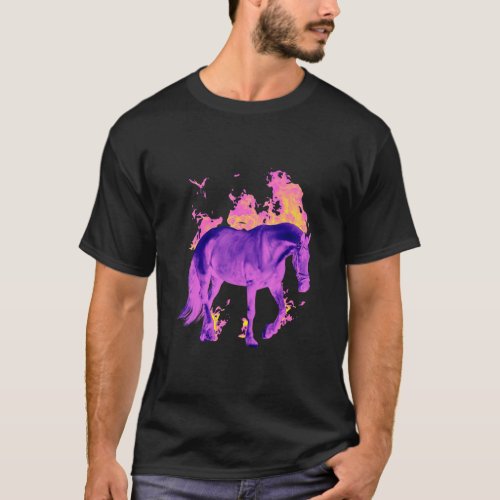 Purple Horse on Fire Horse   Cool Animal Photo Gra T_Shirt
