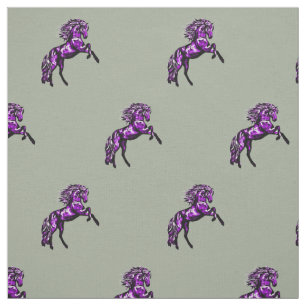 Purple Horse on Gray Fabric