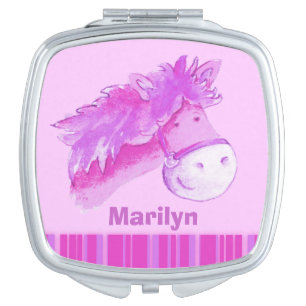 purple horse pony art kids name mirror