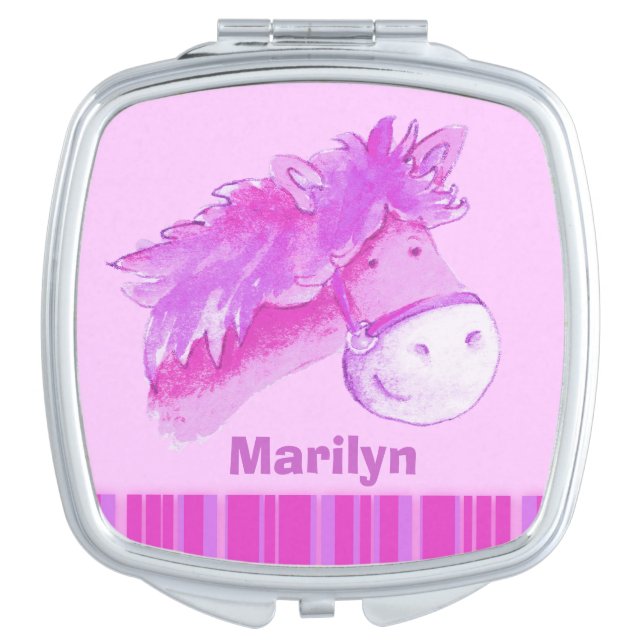 purple horse pony art kids name mirror (Front)