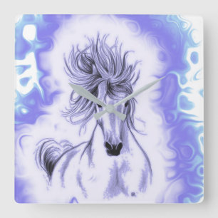Purple Horse Square Wall Clock