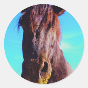 Purple Horse w/ Green Mouth Classic Round Sticker