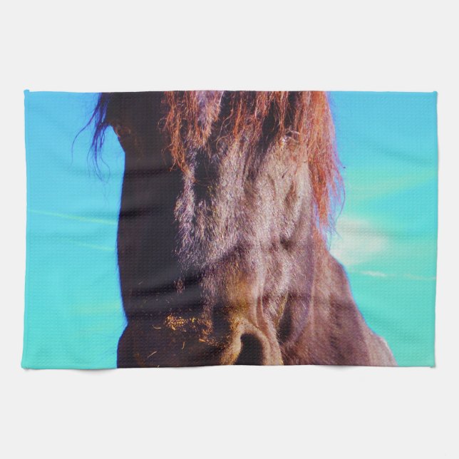 Purple Horse w/ Green Mouth Kitchen Towel (Horizontal)