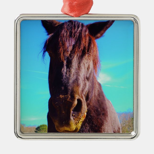 Purple Horse w/ Green Mouth Metal Ornament (Front)