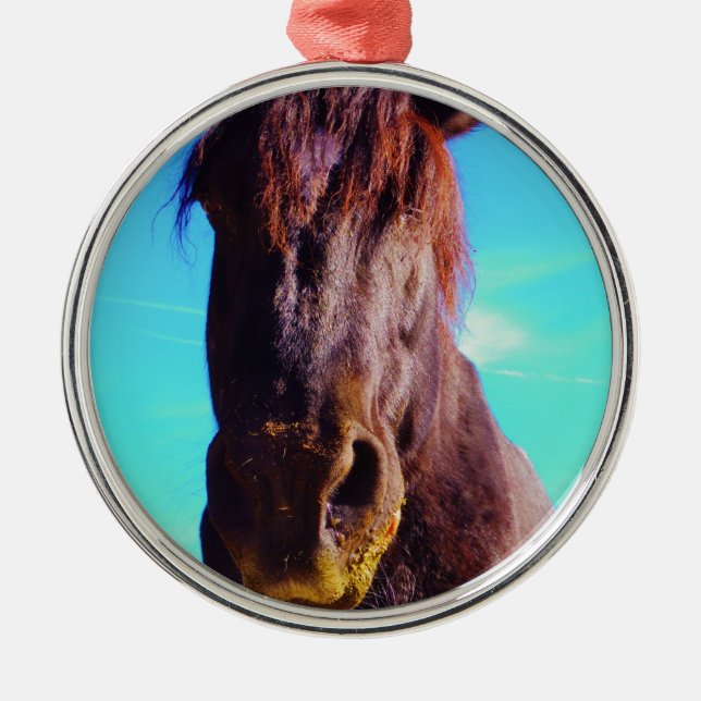 Purple Horse w/ Green Mouth Metal Ornament (Front)