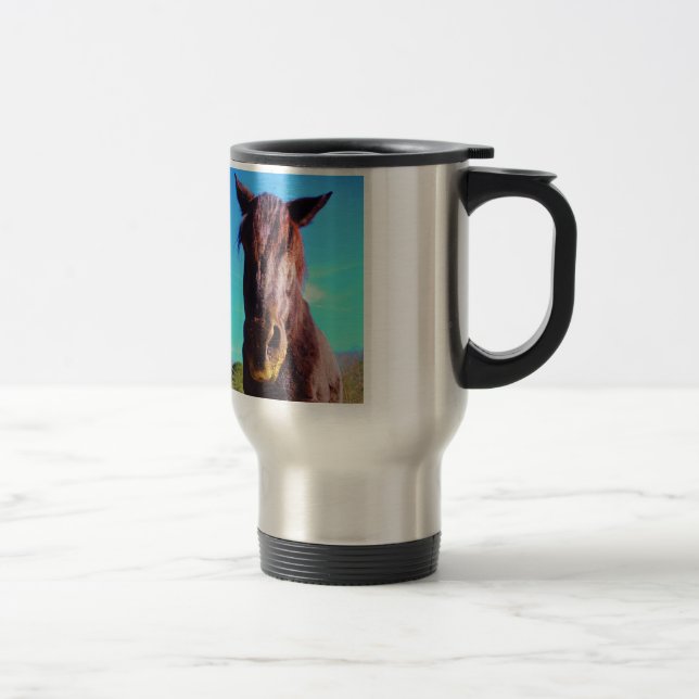 Purple Horse w/ Green Mouth Travel Mug (Right)
