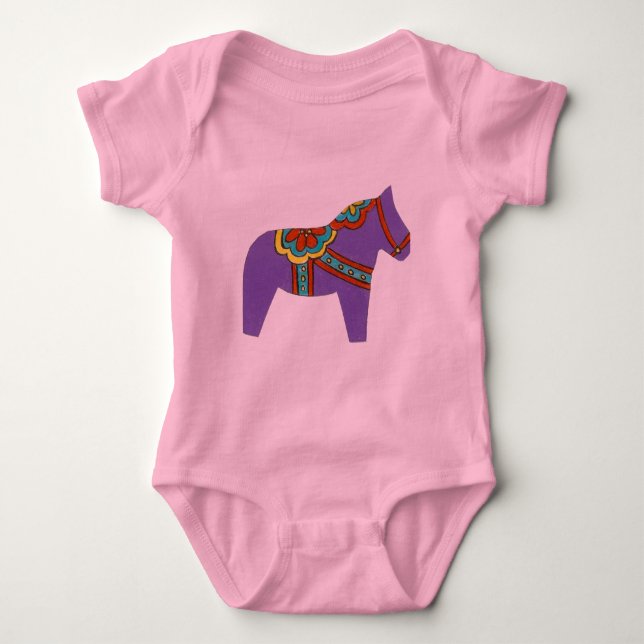 Purple Horse Wild  Dala Horse baby clothes Baby Bodysuit (Front)