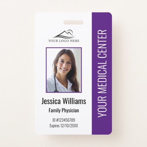 Purple Hospital Medical Employee Photo ID Badge