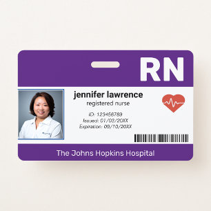 purple Hospital Medical Employee Photo ID Badge