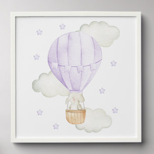 Purple Hot Air Balloon, Animals, Elephant, Stars Peel And Stick Photo Tile