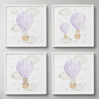Purple Hot Air Balloon, Animals, Gender Neutral