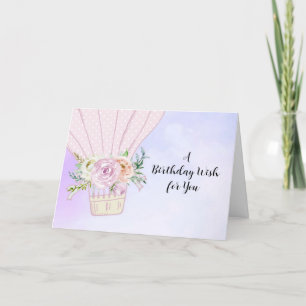 Purple Hot Air Balloon Birthday Card