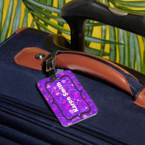 Purple  Hot Pink Luggage Tag