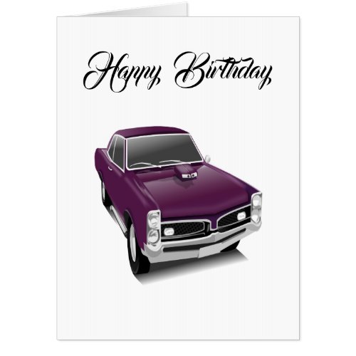 Purple hot rod muscle car card