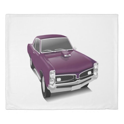 Purple hot rod muscle car duvet cover