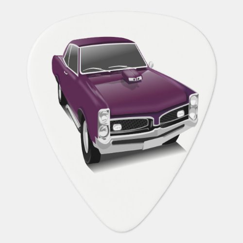 Purple hot rod muscle car guitar pick