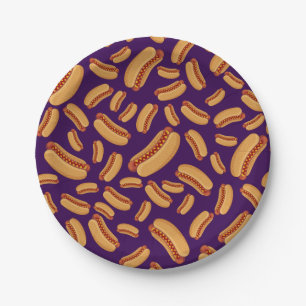 Purple hotdogs paper plates