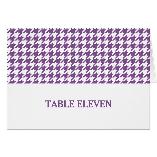 Purple Houndstooth Table Number Card (Front Horizontal)