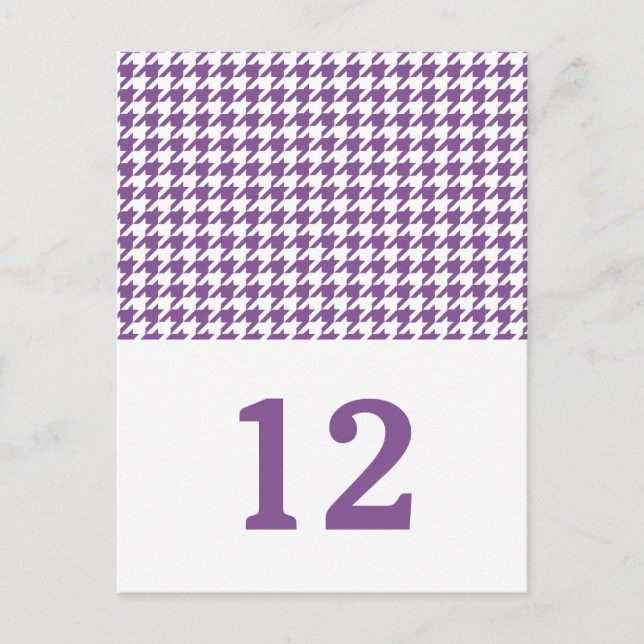Purple Houndstooth Table Number Postcard (Front)