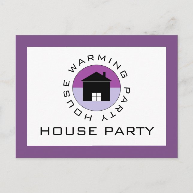 Purple House Logo, Housewarming Party Invitation (Front)